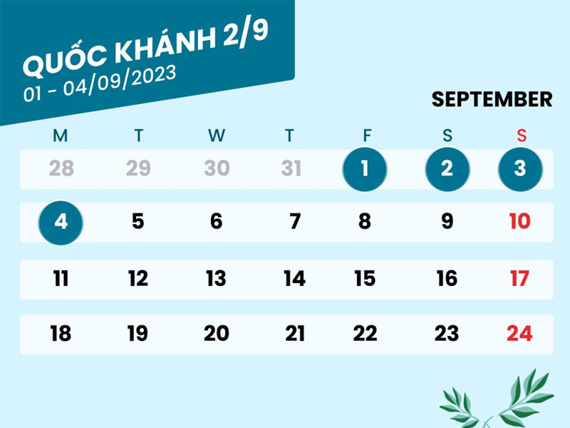 Thông báo lịch nghỉ lễ Quốc khánh 2-9 năm 2023